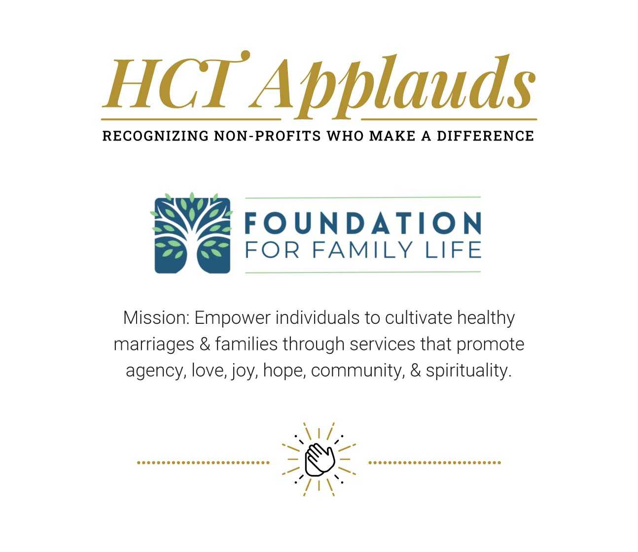 26 Applauds Foundation for Family L Ife